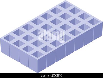 Empty plastic ice cube tray for making refreshing ice cubes for cocktails and cold drinks Stock Vector