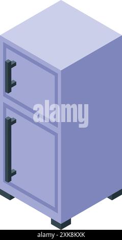 Modern double door refrigerator standing in isometric view, ideal for kitchen appliance concepts Stock Vector