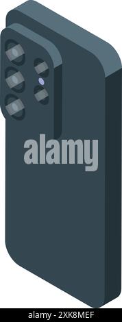 Modern smartphone having four cameras isometric view is showing concept of mobile photography Stock Vector
