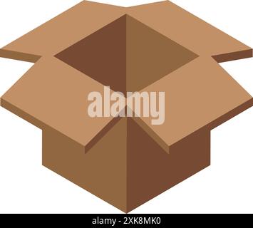 Open empty square cardboard box isometric view Stock Vector