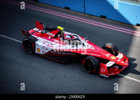 London, UK. 21st July, 2024. Nissan driver Sacha Fenestraz races during the Hankook London Formula E-Prix, FIA Formula E World Championship†at Excel Centre. Credit: SOPA Images Limited/Alamy Live News Stock Photo