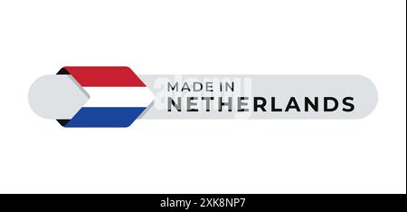Made in Netherland vector label with arrow flag icon and round frame. for logo, label, insigna, seal, tag, sign, seal, symbol, badge, stamp, sticker Stock Vector