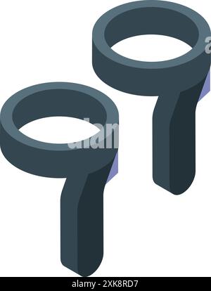 Two black vr controllers for gaming and entertainment are lying on a white surface Stock Vector