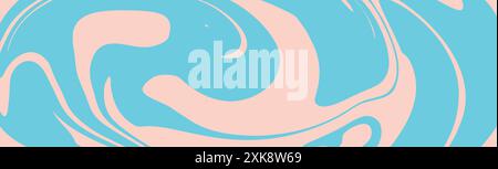 Abstract background with blue and light pink waves, retro style. Colorful fluid wavy background in blue and light pink color. Distorted liquid texture Stock Vector