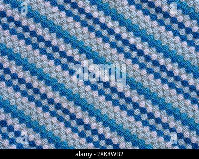 Detail of fabric patterns in a fluffy blue and white towel Stock Photo