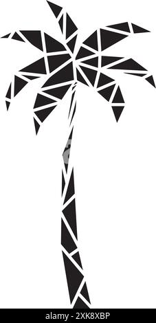 Abstract palm tree polygonal silhouette illustration. Abstract retro geometric palm tree illustration design. Stock Vector