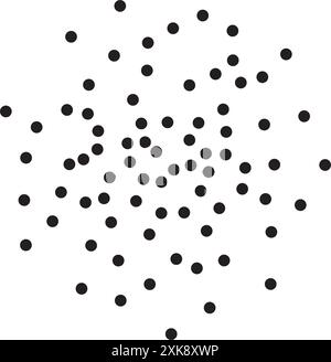 Abstract black stipple spray circle, dotted monochrome texture. Dissolving points, noise, gradient made of grains as abstract texture or element for g Stock Vector