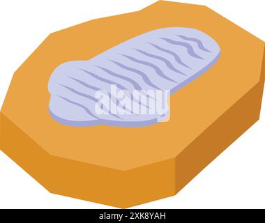 Delicious breakfast food icon representing butter spread on toast in an isometric style Stock Vector