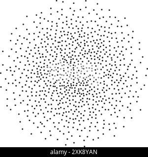 Abstract black stipple spray circle, dotted monochrome texture. Dissolving points, noise, gradient made of grains as abstract texture or element for g Stock Vector