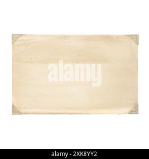 Paper sheet with retro angles. Vintage piece of old notebook page. Isolated on white background Stock Photo