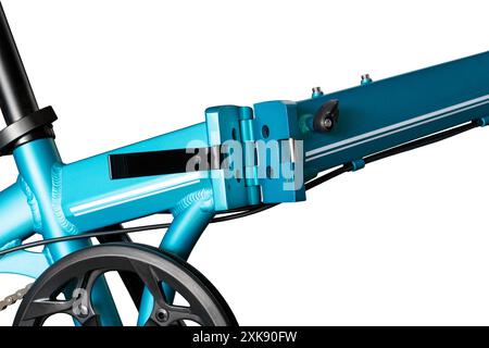 Folding bicycle frame. Close-up. Isolated on white background. Stock Photo