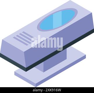 Modern solarium equipment standing on the floor is generating uv light for indoor tanning in a beauty salon Stock Vector