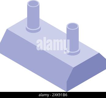 Simple modern factory building with two chimneys for industrial landscape in isometric view Stock Vector