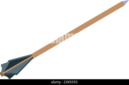 Crossbow arrow pointing up right isometric view Stock Vector