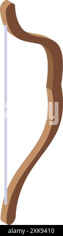 Simple wooden bow with a string for shooting arrows Stock Vector