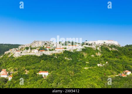 Panoramic view of fortress in town of Knin in Croatia Stock Photo