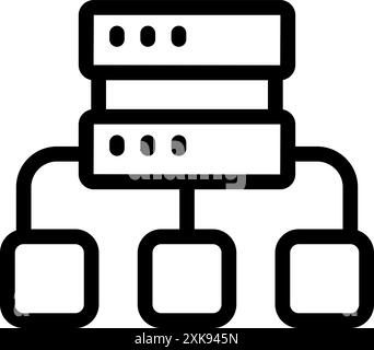 Network attached storage connecting multiple devices via cable transmitting data Stock Vector