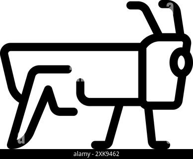 Simple bold outline icon of a large grasshopper with long legs Stock Vector