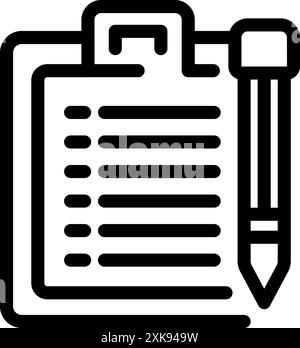 Simple icon of a clipboard with a pencil is representing the concept of taking notes Stock Vector