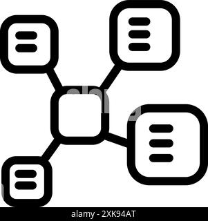 Decentralized network is connecting blocks of data through a central hub, symbolizing the flow of information Stock Vector