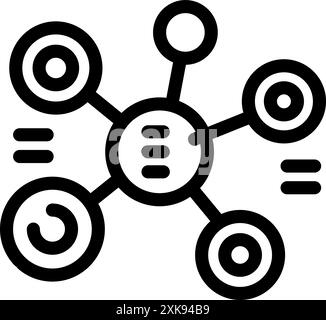Network hub connecting multiple devices with data flowing, symbolizing efficient connectivity and information exchange Stock Vector