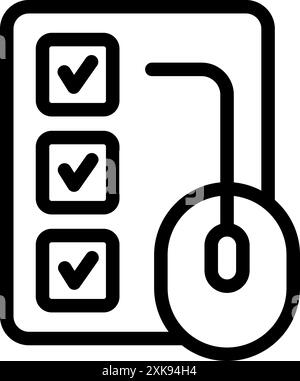 Computer mouse is clicking on a list of checked checkboxes Stock Vector