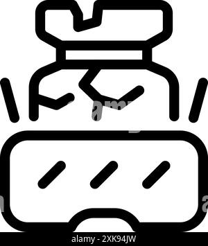 Vr glasses showing exploding rock, creating an immersive virtual reality experience Stock Vector