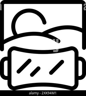 Line art icon of vr glasses showing a nature landscape picture Stock Vector