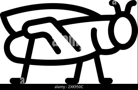 Big grasshopper insect standing on six legs with folded wings icon Stock Vector