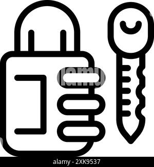 Combination padlock being unlocked with a key, representing security and access Stock Vector