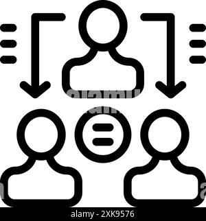 Icon of a manager distributing tasks to employees, symbolizing delegation and collaboration in a business environment Stock Vector