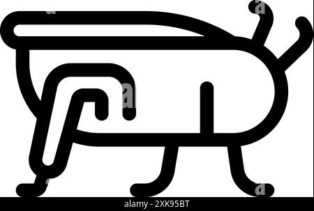 Simple black and white icon of a cricket standing on its legs Stock Vector