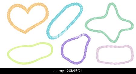 Hand drawn scalloped frames with dashed stitches. Stock Vector