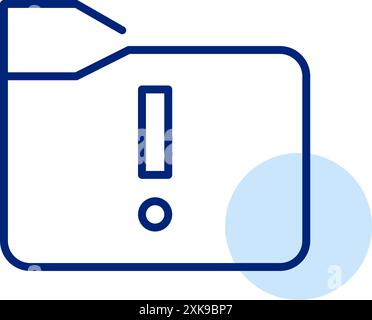 Important folder alert. Exclamation mark for security warning. Pixel perfect, editable stroke icon Stock Vector