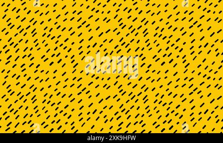 Simple background with small black lines. Vector seamless pattern with spots texture on yellow background. Stock Vector