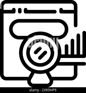 Web analytics software analyzing data and generating report using magnifying glass Stock Vector