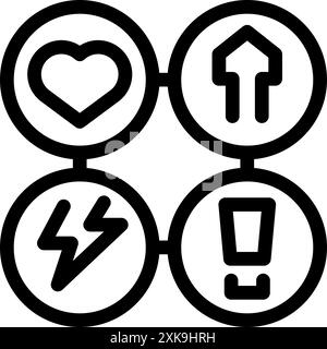Drone control panel displaying important information like battery status, connection, home location and emergency landing Stock Vector
