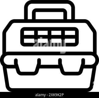 Simple cat carrier box with handle for carrying a cat or small dog, featuring a grid for ventilation Stock Vector