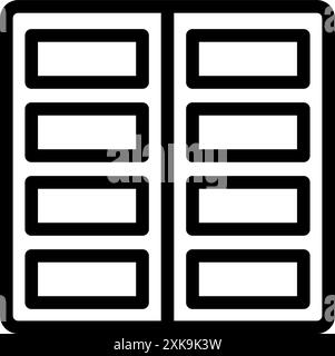 Simple, bold line icon of a server rack, symbolizing data centers and network equipment Stock Vector