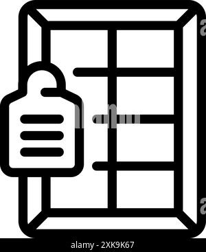 Line icon of a supermarket shelf with a blank price tag, suggesting a need to restock Stock Vector