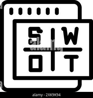 Swot analysis icon representing strengths, weaknesses, opportunities, and threats for marketing strategy Stock Vector
