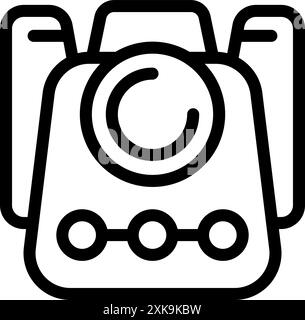 Professional digital camera with a large lens and multiple buttons, designed for capturing high quality images Stock Vector