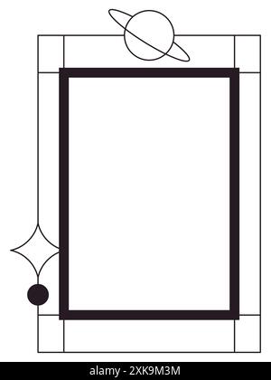 Monoline Y2K frame 90s style aesthetic modern elements boxed Stock Vector