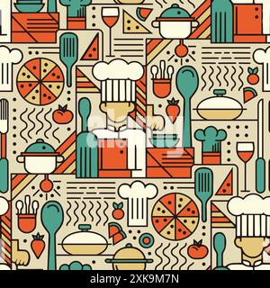 Chef seamless pattern design - kitchen seamless texture background ...