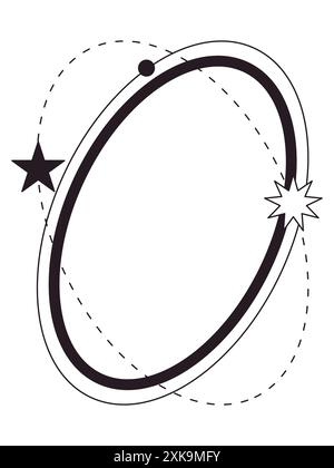 Monoline aesthetic frame Y2K style modern element oval Stock Vector