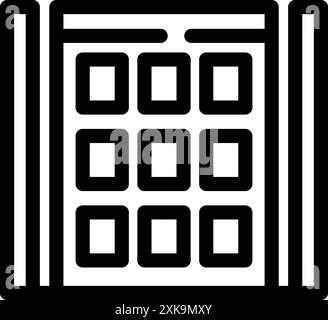 Architectural detail of a modern building facade featuring a geometric pattern of square windows Stock Vector