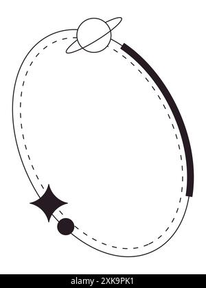Monoline aesthetic Y2K modern style frame oval Stock Vector