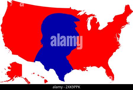 Political man silhouette portrait on the US map, United States, vector illustration Stock Vector