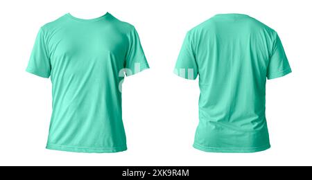 Green t shirt mock up front and back view isolated. Male model wear plain green shirt mockup. V Neck shirt design template. Blank tees for print Stock Photo Alamy