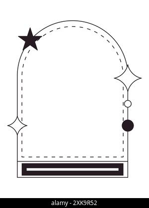 Monoline Y2K frame 90s style aesthetic modern elements arch Stock Vector